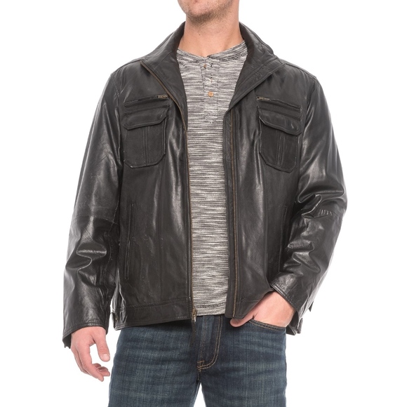 New Scully Full Zip Leather Motorcycle Jacket L